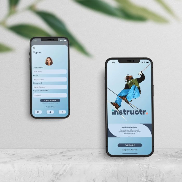 Instructr ski technique platform UI design